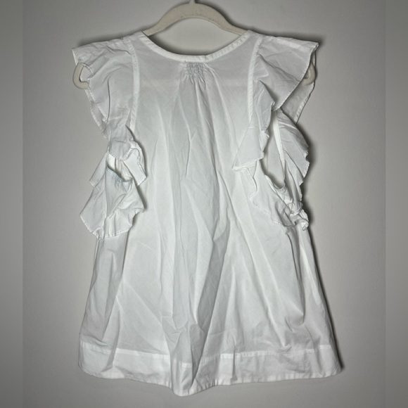 Anthropologie HD in Paris Pristine White Ruffle Sleeve Top, size 8 - Picture 4 of 11